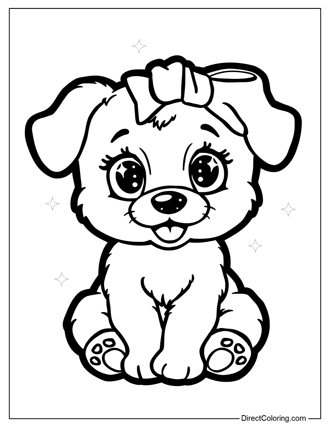 Kawaii Puppy Coloring Page Printable